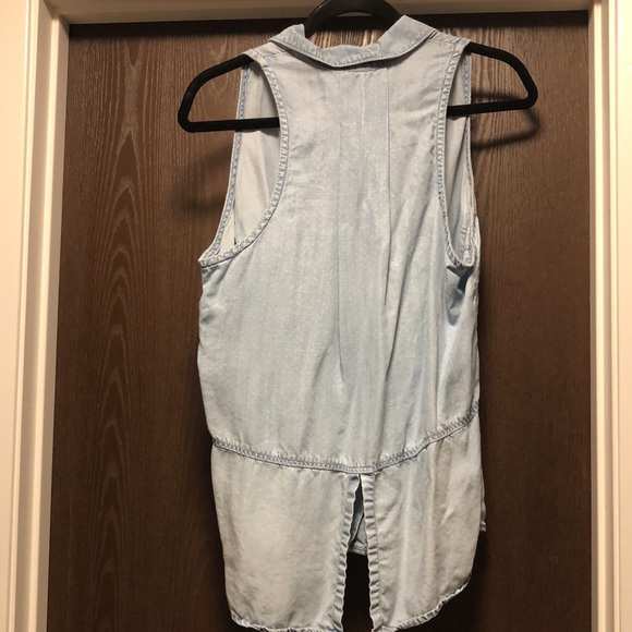 Chambray with white polka dot sleeveless top - Picture 4 of 4